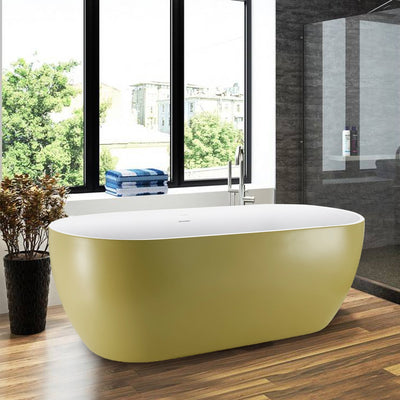 28-in W x 59-in L with Polished Chrome Trim Acrylic Oval Freestanding Soaking Bathtub