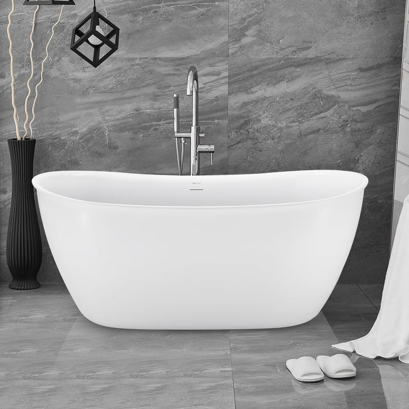 28-in W x 59-in L Gloss Acrylic Oval Freestanding Soaking Bathtub