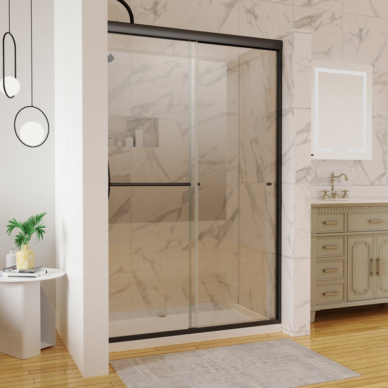 48 in. W x 72 in. H Sliding Framed Shower Door Finish with Clear Glass