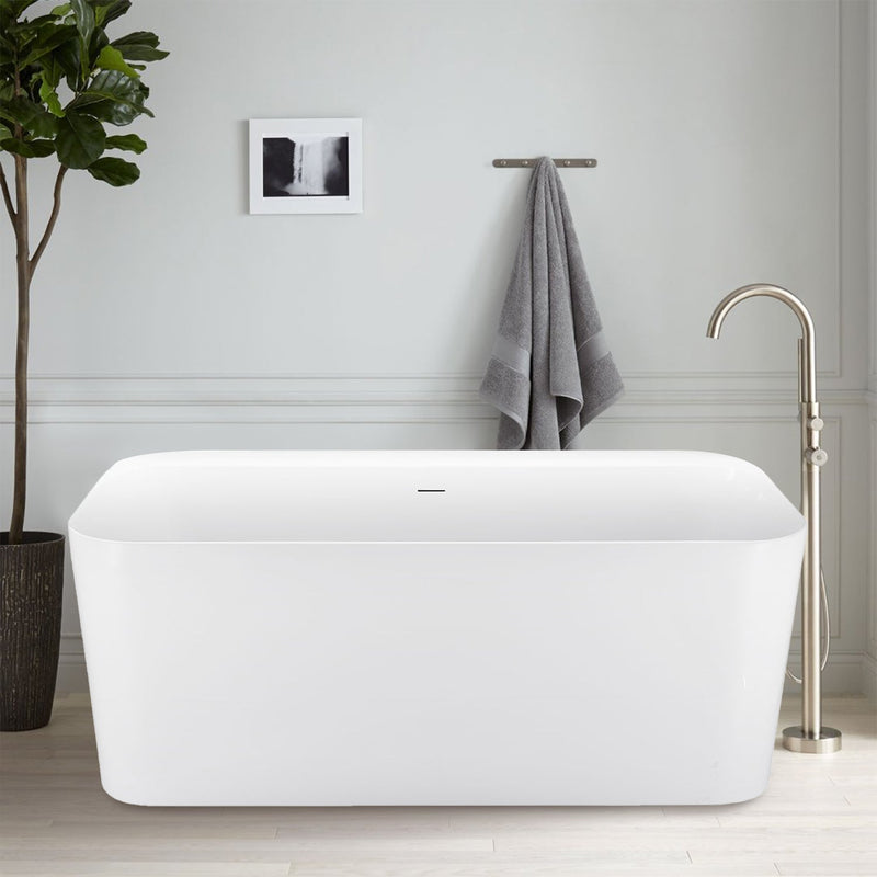 29-in W x 59-in L White Acrylic Freestanding Soaking Bathtub