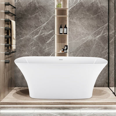 31-in W x 67-in L Gloss White Acrylic Freestanding Soaking Bathtub