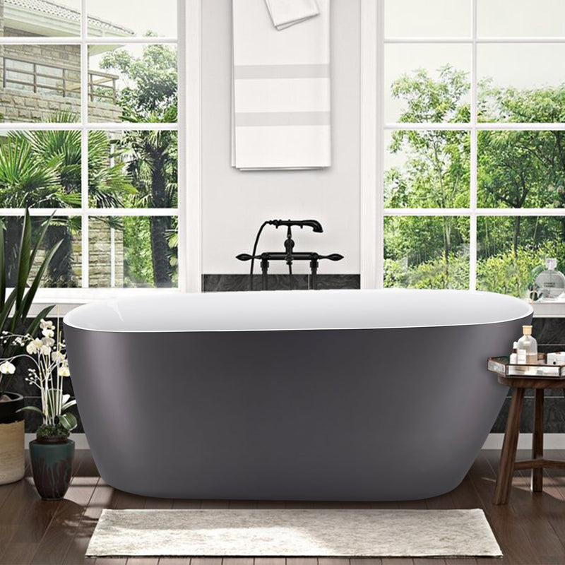 28-in W x 59-in L Gloss Acrylic Oval Freestanding Soaking Bathtub