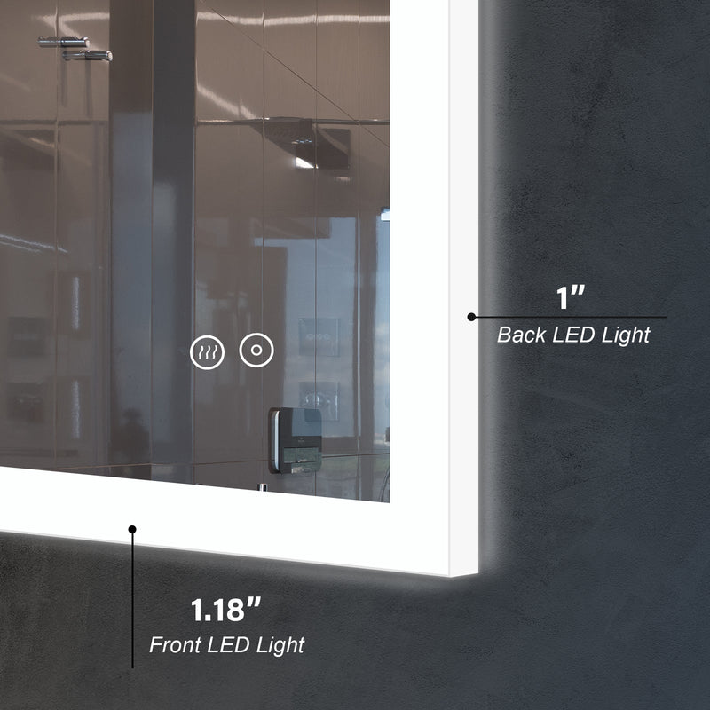 20-in W x 28-in H LED Lit Mirror Rectangular Fog Free Frameless Bathroom Vanity Mirror