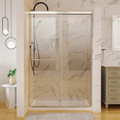 48 in. W x 72 in. H Sliding Framed Shower Door Finish with Clear Glass