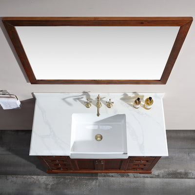 48 in. W x 22 in. D x 35 in. H Freestanding Bath Vanity Wood in Brown with White Quartz Top with White Basin