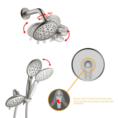 Single-Handle 6-Spray Round High Pressure Shower Faucet