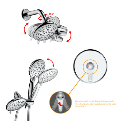 Single-Handle 6-Spray Round High Pressure Shower Faucet