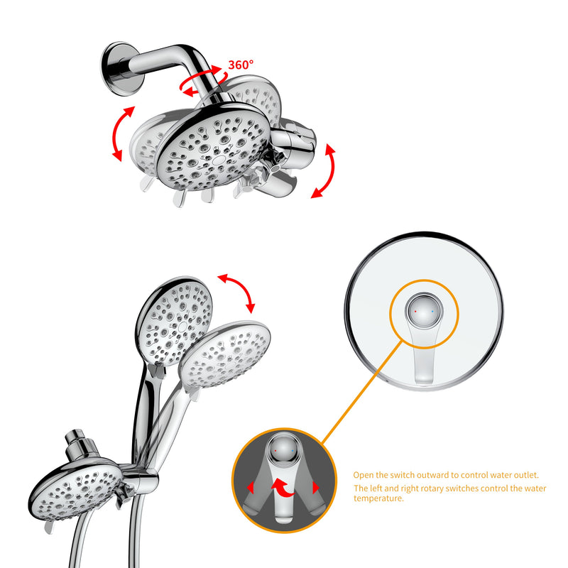 Concealed Valve Round High Pressure Built-In Shower System