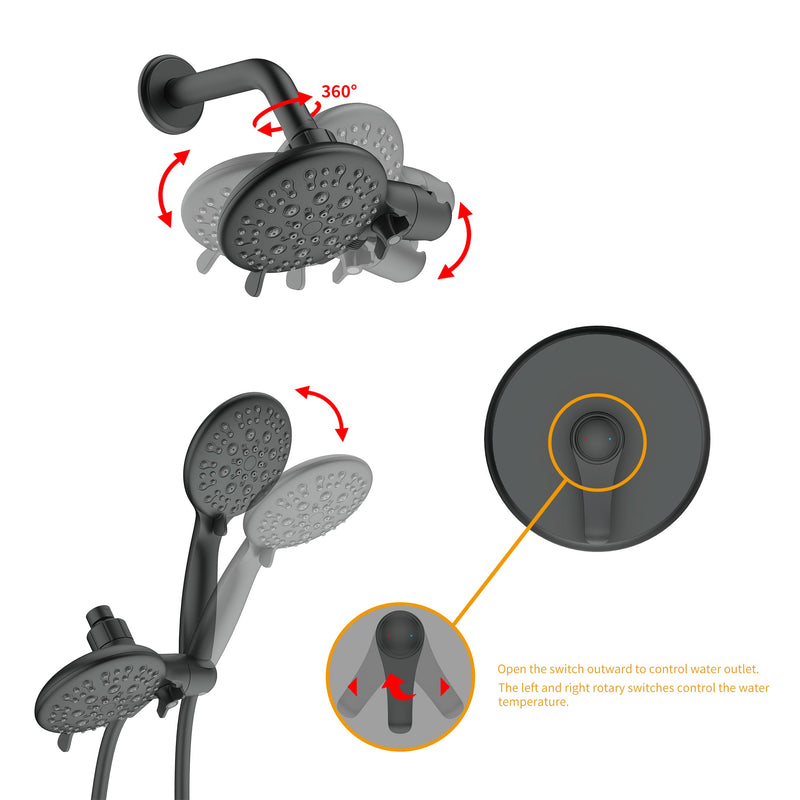 Single-Handle 6-Spray Round High Pressure Shower Faucet