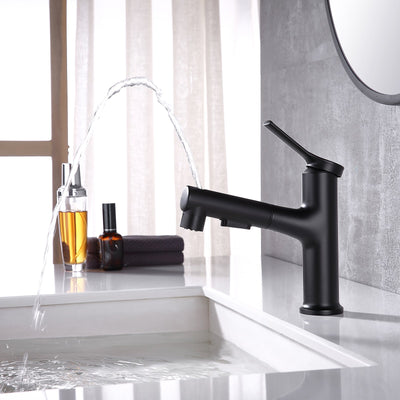 Three Functions Single Hole Pull Down Bathroom Faucet