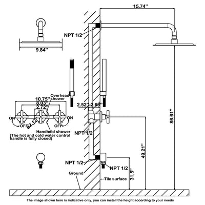 Concealed Installation Stainless Steel SPA Shower Faucet Set