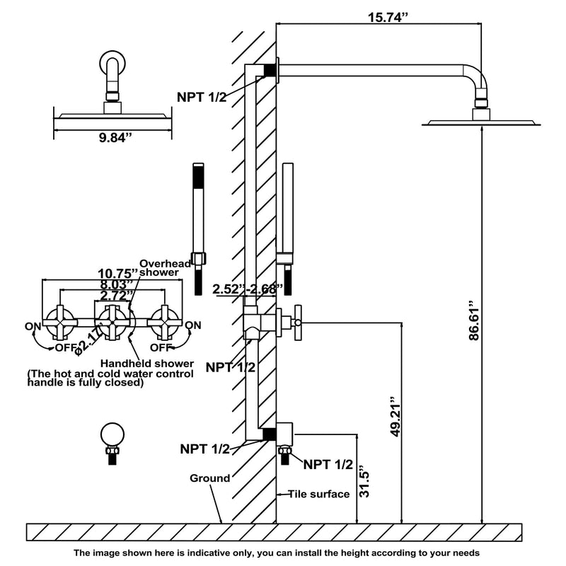 Concealed Installation Stainless Steel SPA Shower Faucet Set