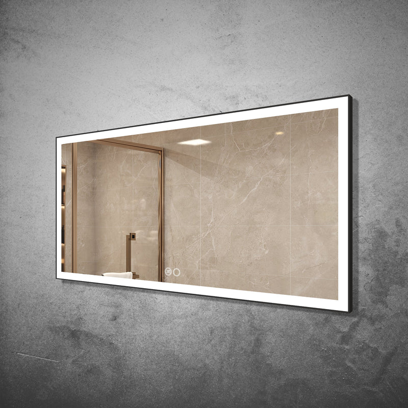 60 in. W x 28 in. H Aluminium Framed Rectangular LED Light Bathroom Vanity Mirror