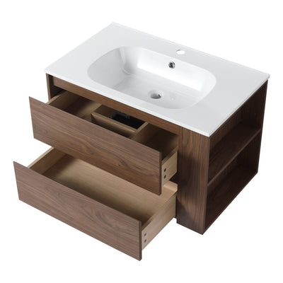 30 inch Wall Mounting Bathroom Vanity With Gel Sink