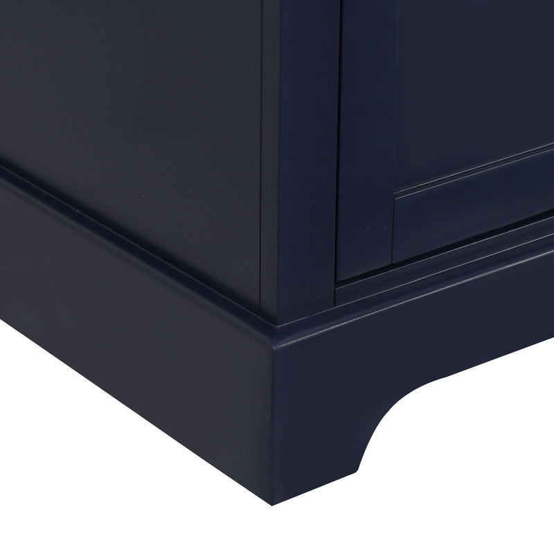 72-in Undermount Double Sinks Freestanding Bathroom Vanity with White Top in Navy Blue