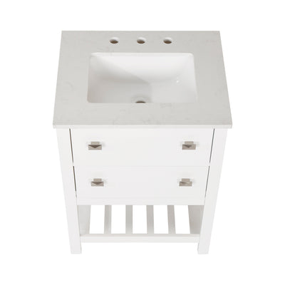 24-in Undermount Single Sink Freestanding Bathroom Vanity with White Top in White