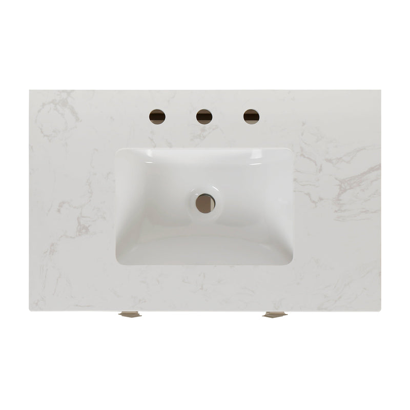 30-in Undermount Single Sink Freestanding Bathroom Vanity with White Top in White