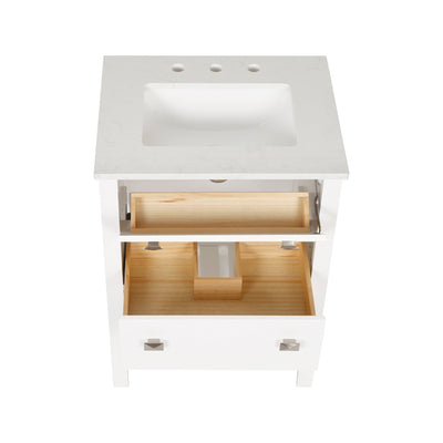 24-in Undermount Single Sink Freestanding Bathroom Vanity with White Top in White