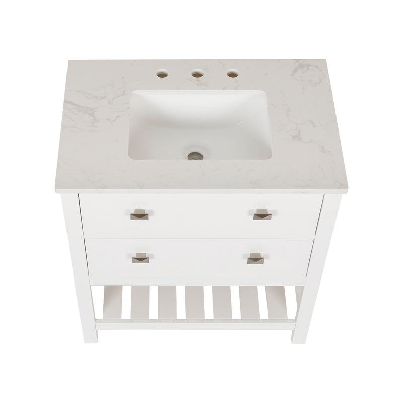 30-in Undermount Single Sink Freestanding Bathroom Vanity with White Top in White