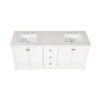 72-in Undermount Double Sinks Freestanding Bathroom Vanity with White Top in White