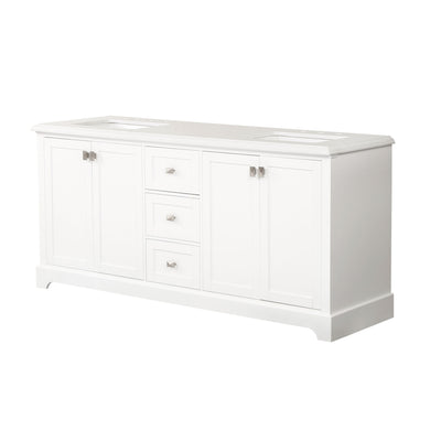 72-in Undermount Double Sinks Freestanding Bathroom Vanity with White Top in White