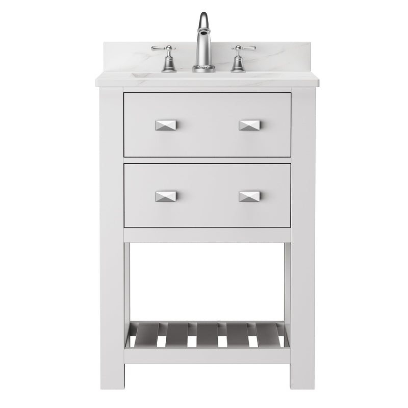 24-in Undermount Single Sink Freestanding Bathroom Vanity with White Top in White