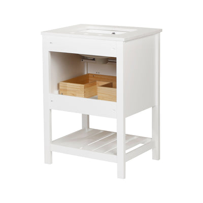 24-in Undermount Single Sink Freestanding Bathroom Vanity with White Top in White