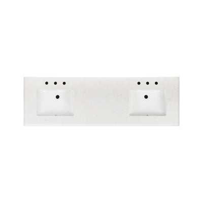 72-in Undermount Double Sinks Freestanding Bathroom Vanity with White Top in White