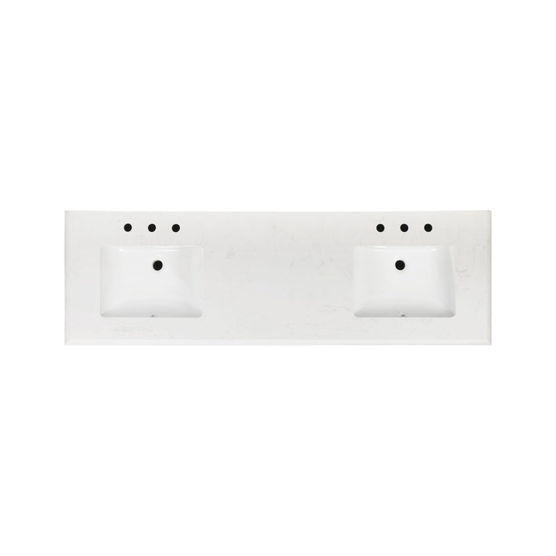 72-in Undermount Double Sinks Freestanding Bathroom Vanity with White Top in White