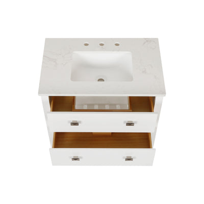 30-in Undermount Single Sink Freestanding Bathroom Vanity with White Top in White