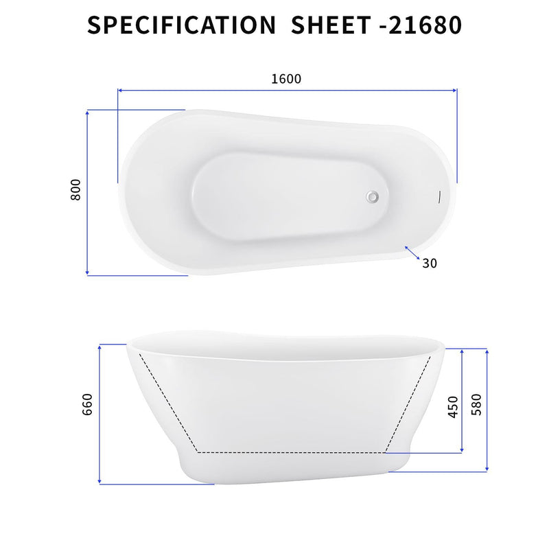 31-in W x 63-in L White Acrylic Freestanding Soaking Bathtub