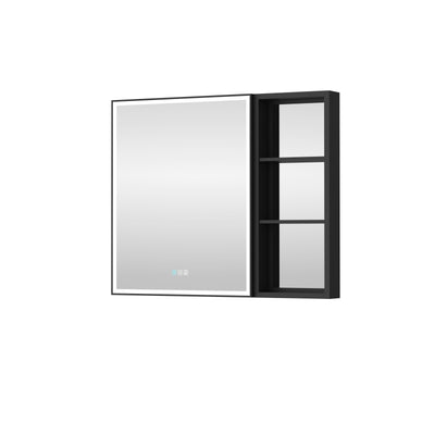 36 in. x 30 in. Black Aluminum Medicine Cabinet with Mirror and LED Light