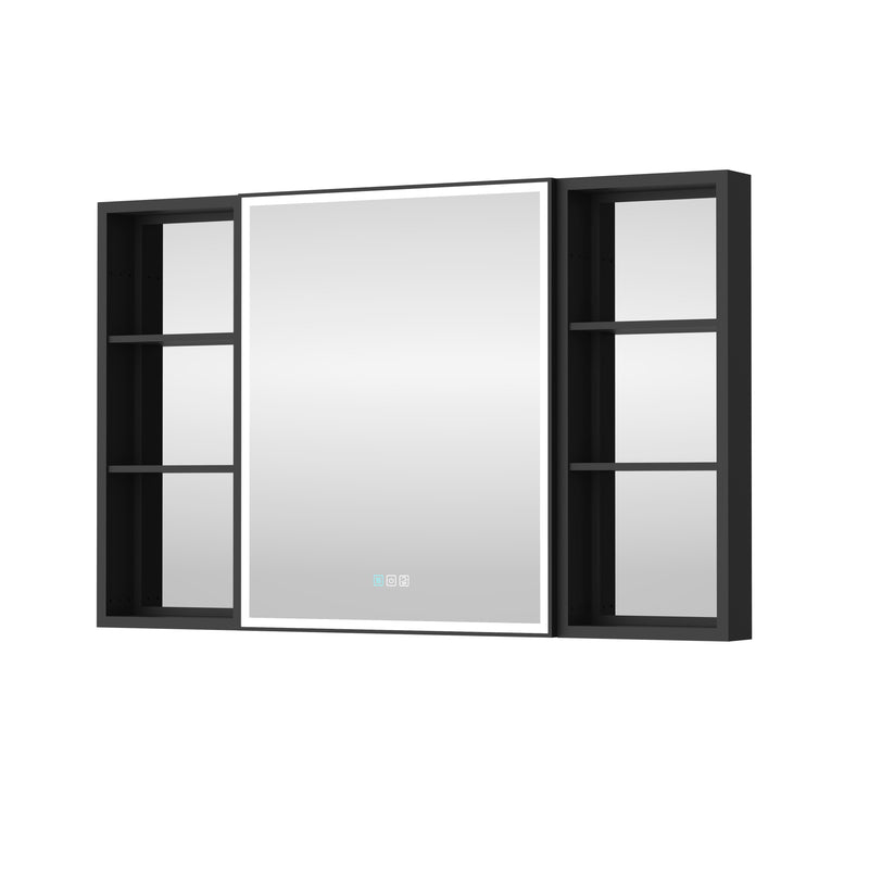 48 in. x 30 in. Black Aluminum Medicine Cabinet with Mirror and LED Light