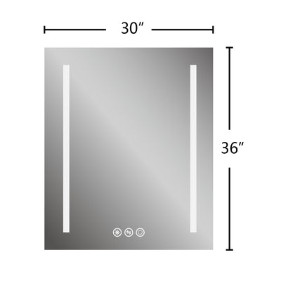 30 in. W x 36 in. H Frameless LED Single Bathroom Vanity Mirror in Polished Crystal