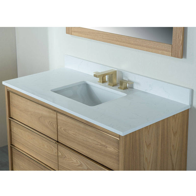 48 in. W x 22 in. D x 35 in. H Bathroom Vanity in Light Oak with Carrara White Quartz Vanity Top