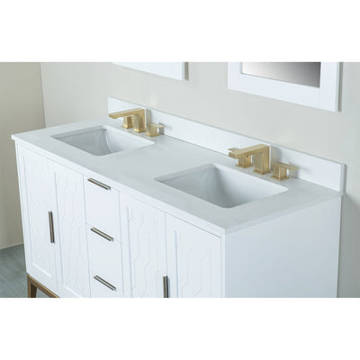 60 in. W x 22 in. D x 35 in. H Bathroom Vanity in White with Carrara White Quartz Vanity Top with White Sink