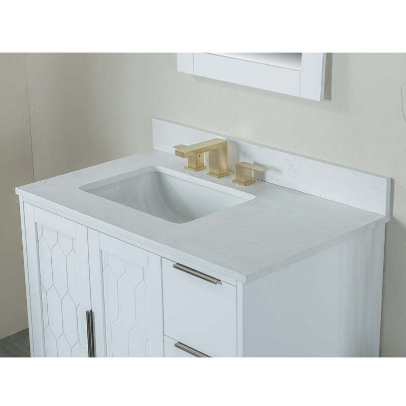 36 in. W x 22 in. D x 35 in. H Bathroom Vanity in White with Carrara White Quartz Vanity Top with White Sink