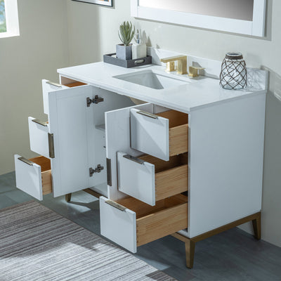 48 in. W x 22 in. D x 35 in. H Bathroom Vanity in White with Carrara White Quartz Vanity Top with White Sink