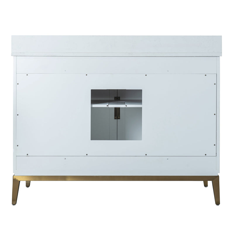 48 in. W x 22 in. D x 35 in. H Bathroom Vanity in White with Carrara White Quartz Vanity Top with White Sink