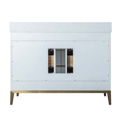 48 in. W x 22 in. D x 35 in. H Bathroom Vanity in White with Carrara White Quartz Vanity Top