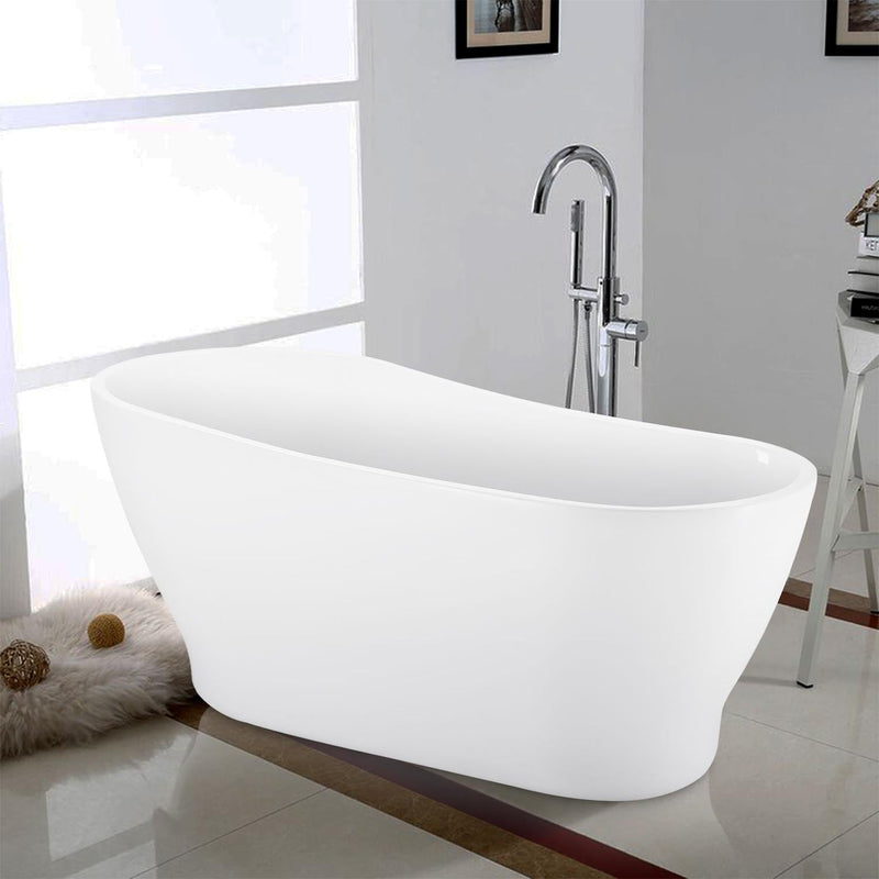 31-in W x 63-in L White Acrylic Freestanding Soaking Bathtub