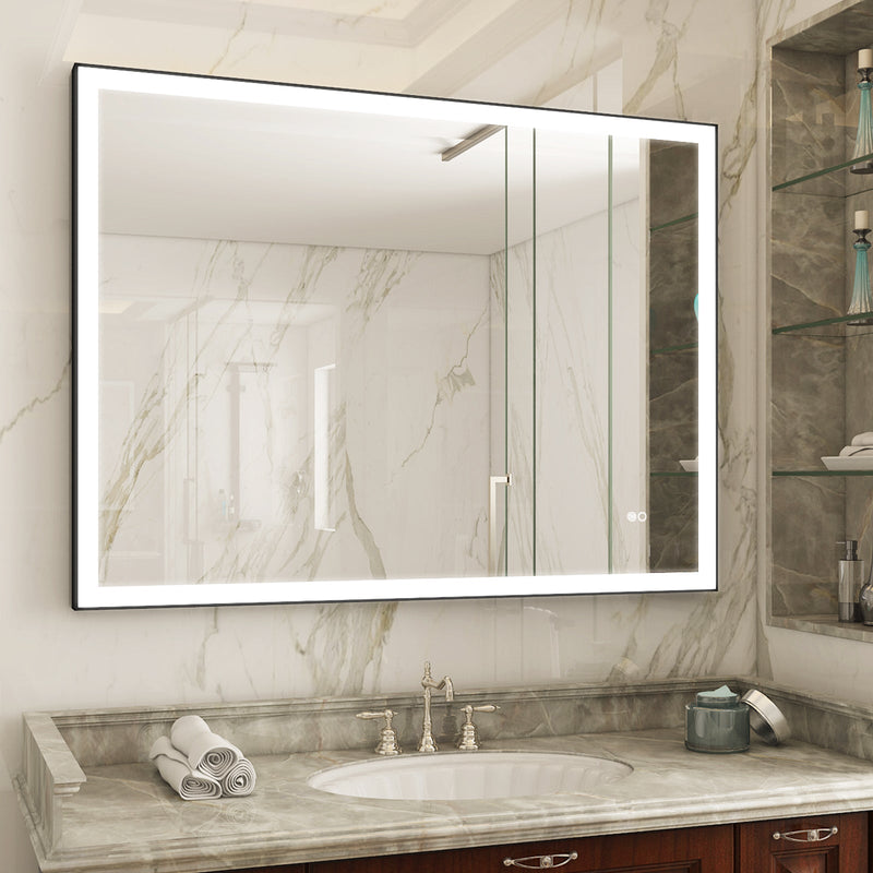 48 in. W x 36 in. H Aluminium Framed Rectangular LED Light Bathroom Vanity Mirror