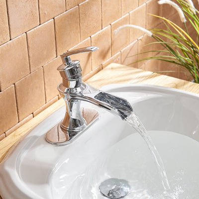 Single Handle Single Hole Bathroom Faucet Pop-Up Drain Included and Supply Lines