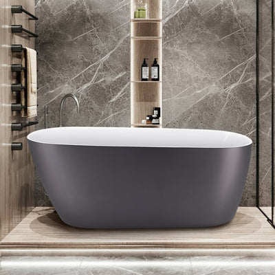 28-in W x 59-in L Gloss Acrylic Oval Freestanding Soaking Bathtub