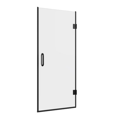 30'' W x 72'' H Frameless Shower Door in Black with Clear Glass