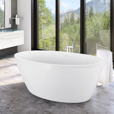 29-in W x 59-in L White Acrylic Freestanding Contemporary Soaking Bathtub