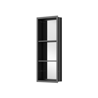 52 in. x 30 in. Black Aluminum Medicine Cabinet with Mirror and LED Light