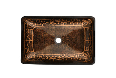 22.25in L -14.5in W -4.5in H Golden Handmade Glass Rectangle Vessel Bathroom Sink in Brown