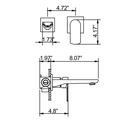 Wall Mounted Bathroom Sink Faucet Modern Lavatory Vessel Faucet Single Handle