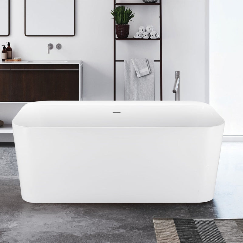 29-in W x 59-in L White Acrylic Freestanding Soaking Bathtub